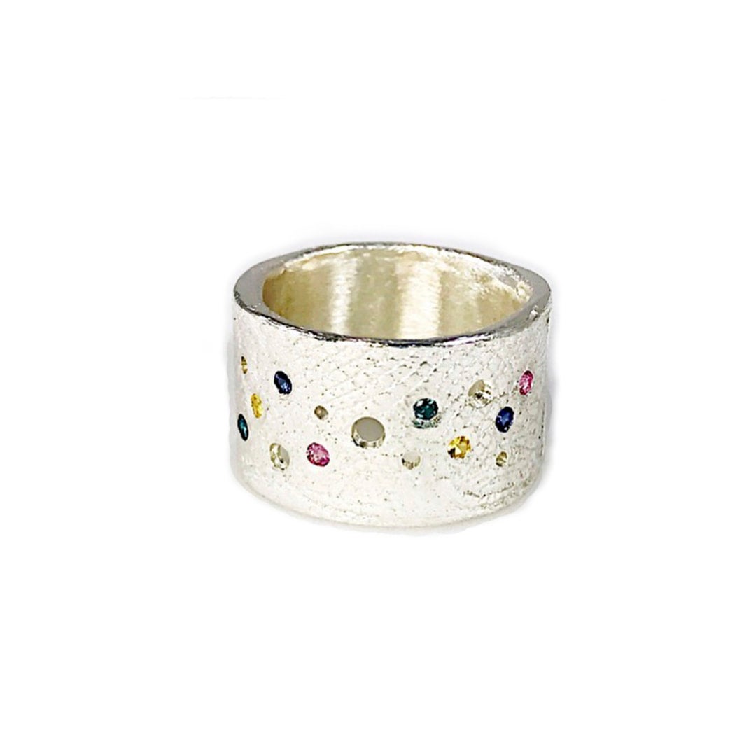Zig-Zag Stamped Sterling Silver Hat Band, Hinged With 15 Stones –  Beautifully Served By Jill